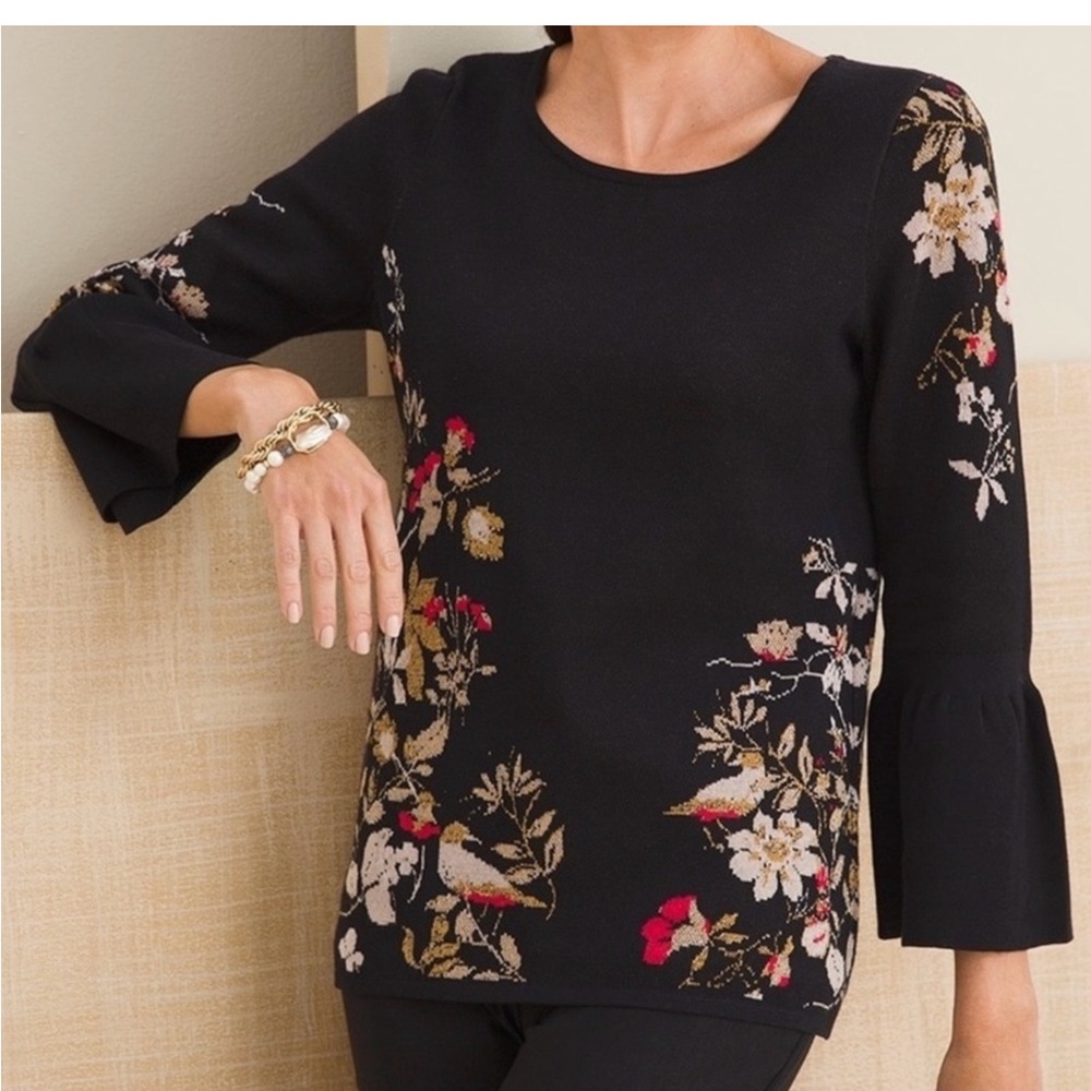 Chico’s Floral Black Women's Top